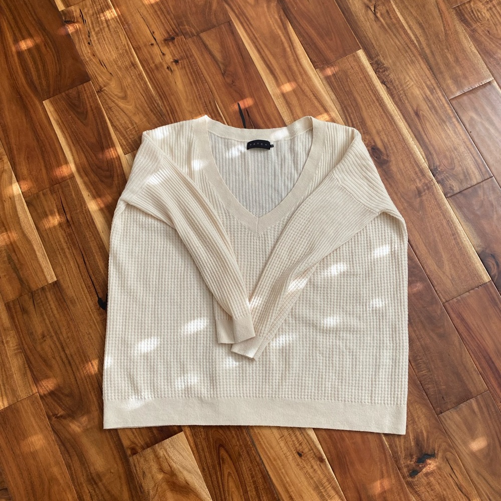 Hatch Easy V Neck Sweater in Cream